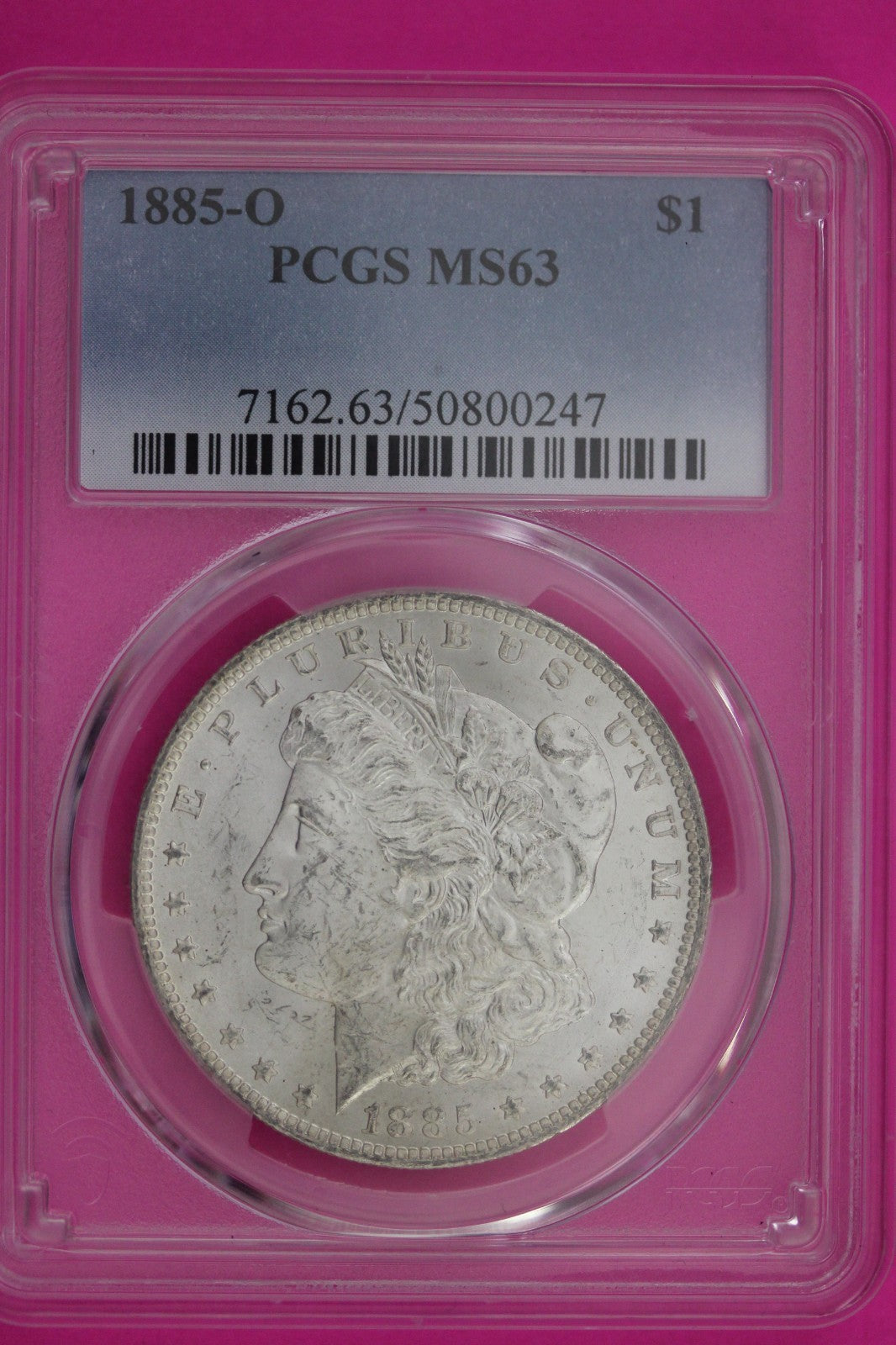 1885 O MS 63 Liberty Morgan Silver Dollar PCGS Certified Authentic Slab 1160