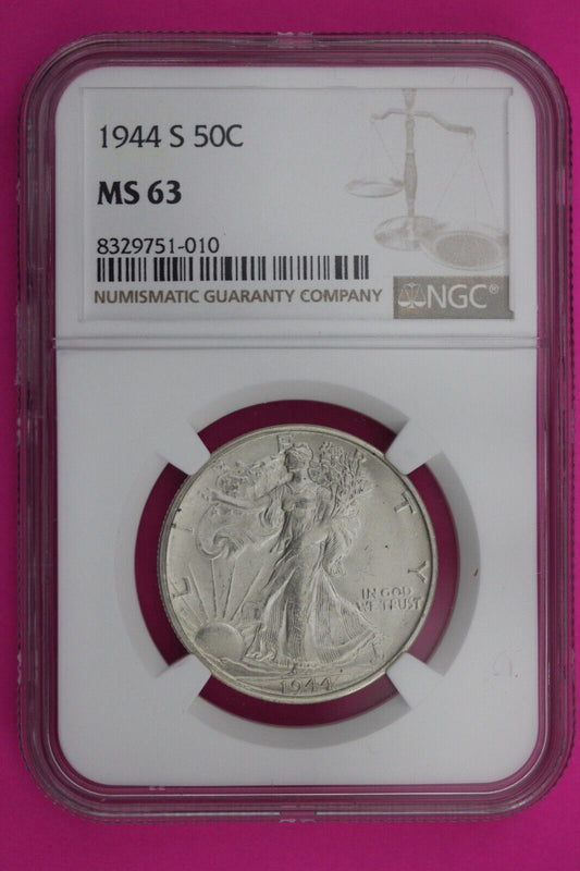 1944 S MS 63 Walking Liberty Half Dollar NGC Graded Certified Authentic 290