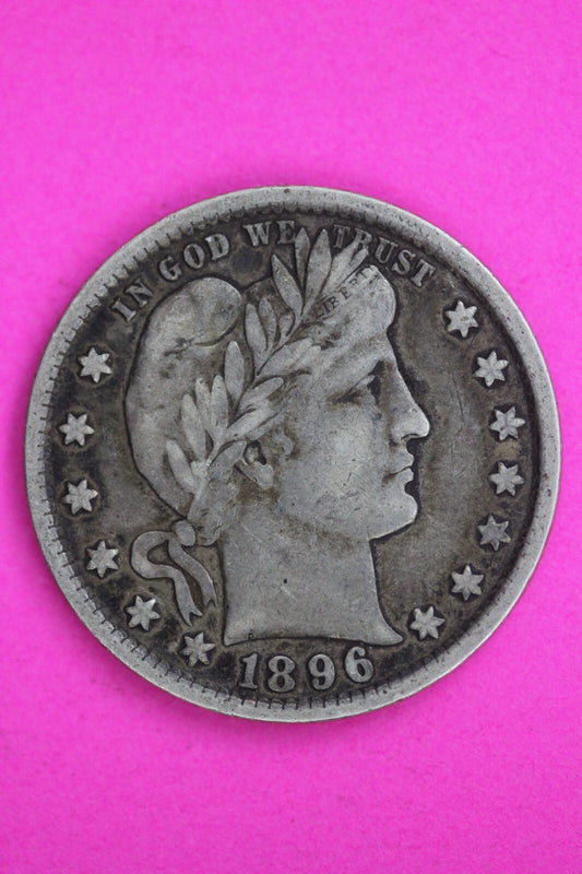 1896 P Barber Liberty Silver Quarter Guaranteed Authentic & Genuine Coin 1414