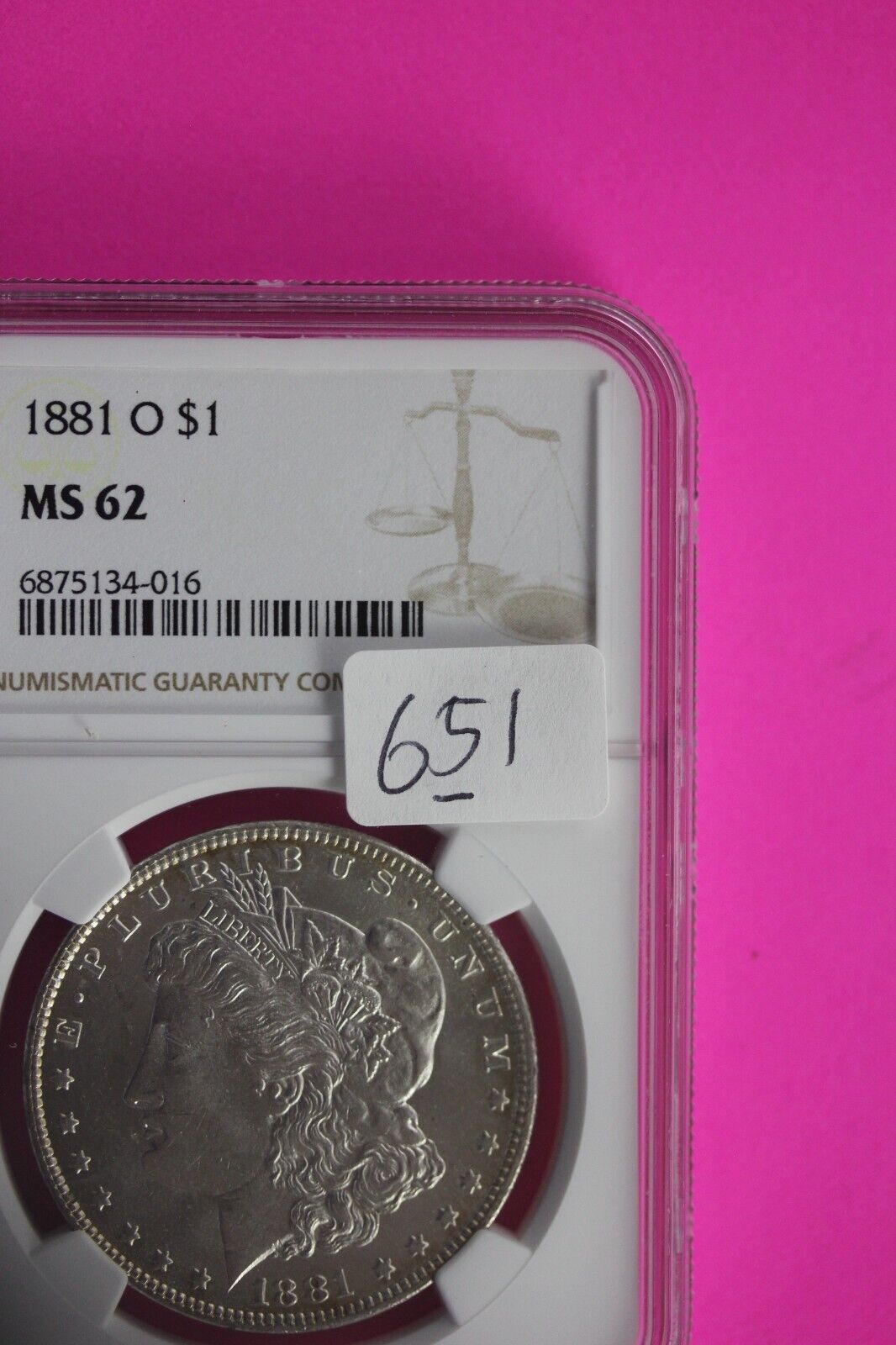 1881 O MS 62 Liberty Morgan Silver Dollar NGC Certified Slab Free Shipping 651