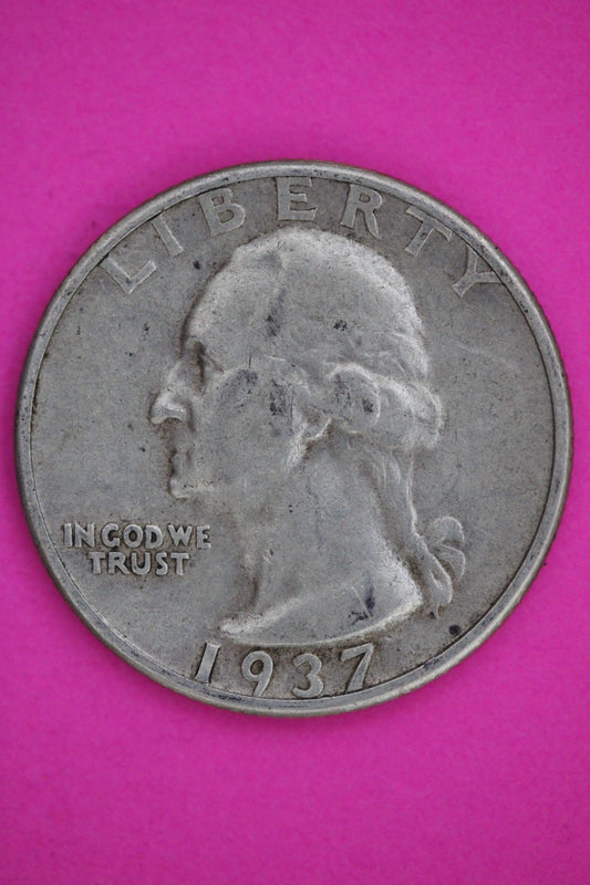 1937 S George Washington Silver Quarter Guaranteed Authentic Genuine Coin 2582