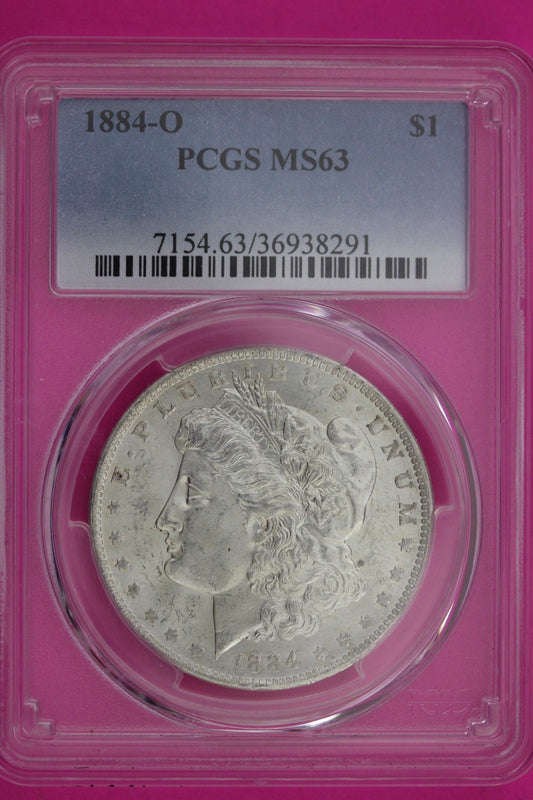 1884 O MS 63 Liberty Morgan Silver Dollar PCGS Certified Authentic Slab 1158