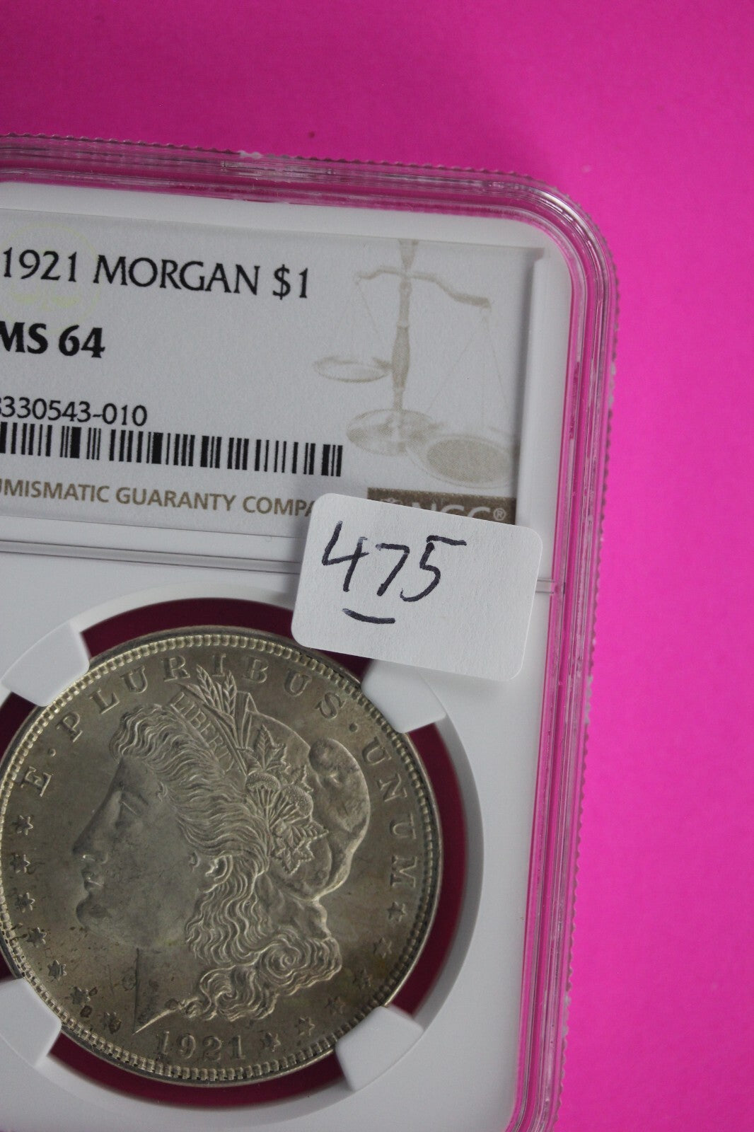 1921 P MS 64 Liberty Morgan Silver Dollar NGC Certified Graded Slab 475
