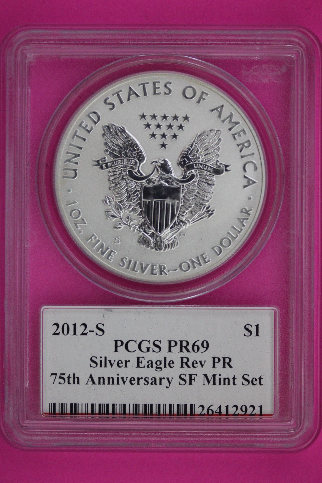 John Mercanti Signature 2012 S PR 69 Reverse Proof Silver Eagle Coin PCGS 891