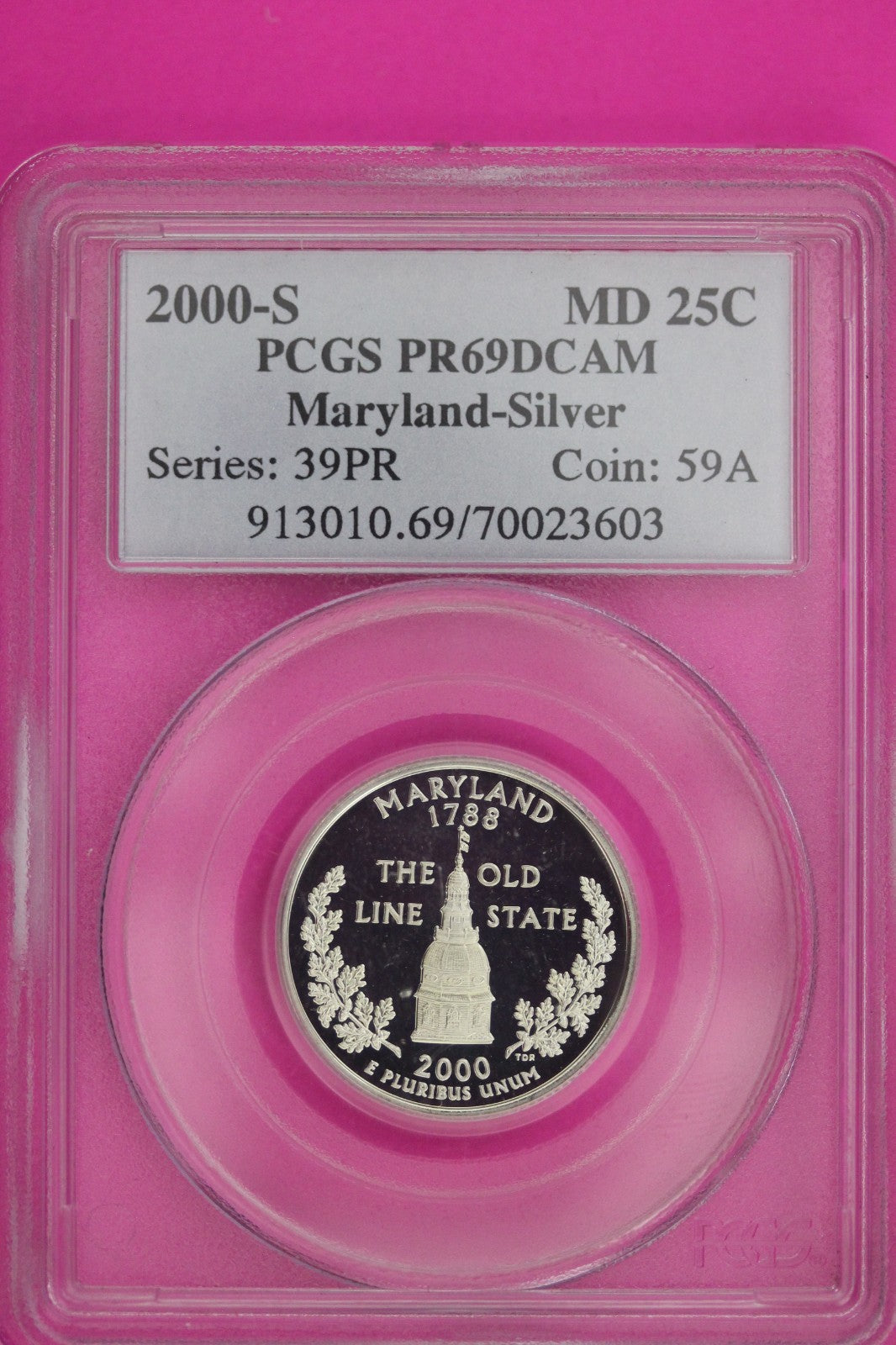 1999 S PF 69 Maryland Silver State Quarter PCGS Certified Authentic Slab 236