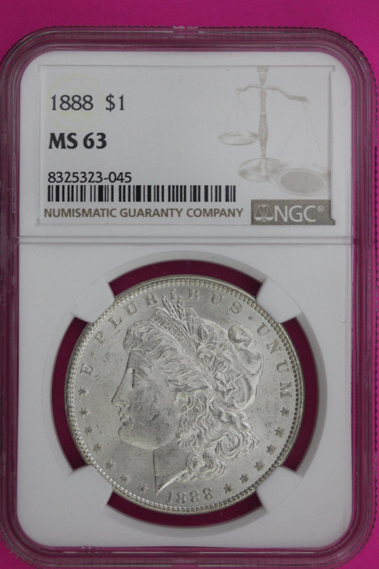 1888 P MS 63 Liberty Morgan Silver Dollar NGC Certified Graded Authentic 1043