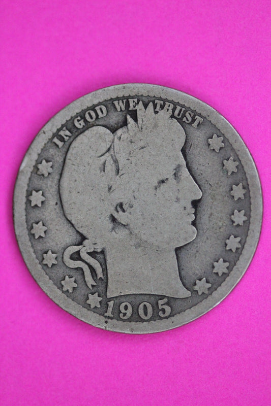 1905 P Barber Liberty Silver Quarter Guaranteed Authentic & Genuine Coin 1466