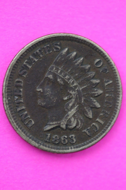 1863 Copper Nickel Indian Head Cent Penny Early Type Coin Exact Coin Pictured 41