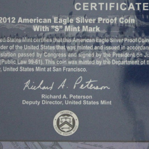 Mint Sealed 2012 Coin & Currency Set Proof 1 OZ Silver Eagle & $5 Note COA 9019