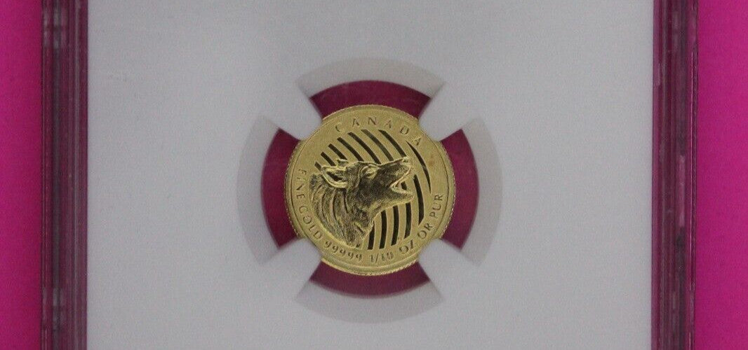 2015 1/10th Once .999 Fine Gold MS 69 Canada Howling Wolf Call Of Wild NGC 624