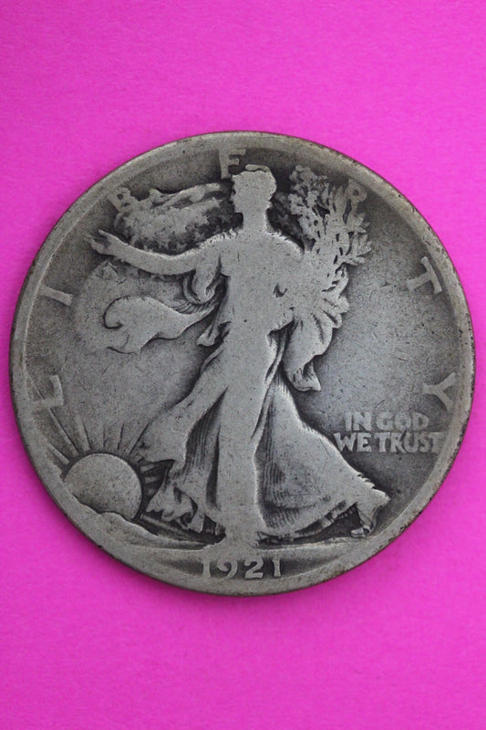 1921 S Walking Liberty Walker Half Dollar Coin Semi Key Date Coin Genuine 0445N