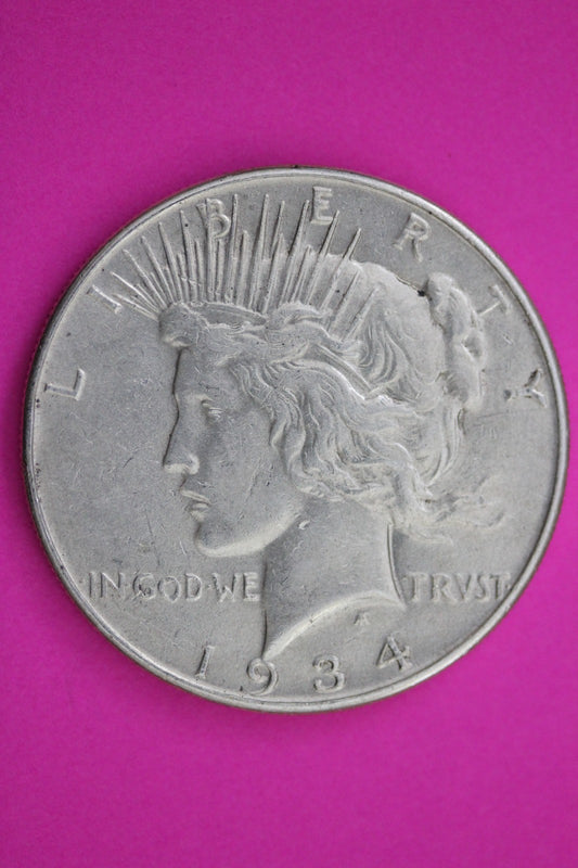 1934 P Peace Silver Dollar LIberty Coin Guaranteed Genuine American Seller 2002