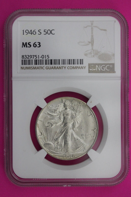 1946 S MS 63 Walking Liberty Half Dollar NGC Graded Certified Authentic 235