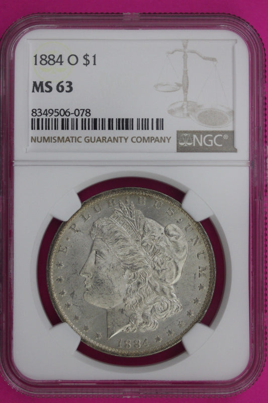 1884 O MS 63 Liberty Morgan Silver Dollar NGC Certified Graded Authentic 1007