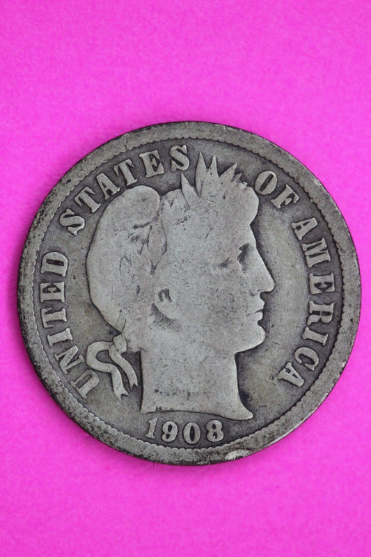 1908 O Barber Liberty Silver Dime Guaranteed Authentic & Genuine Coin 1289