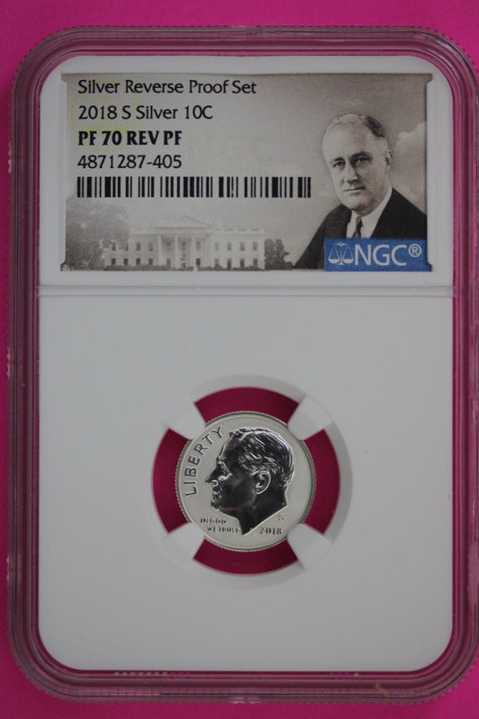 2018 S PF 70 Reverse Proof Roosevelt Silver Dime 1 Coin From a Proof Set NGC 228