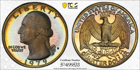 Toned 1979 S Type 1 PR 67 DCAM Washington Quarter PCGS Graded Certified Slab 87