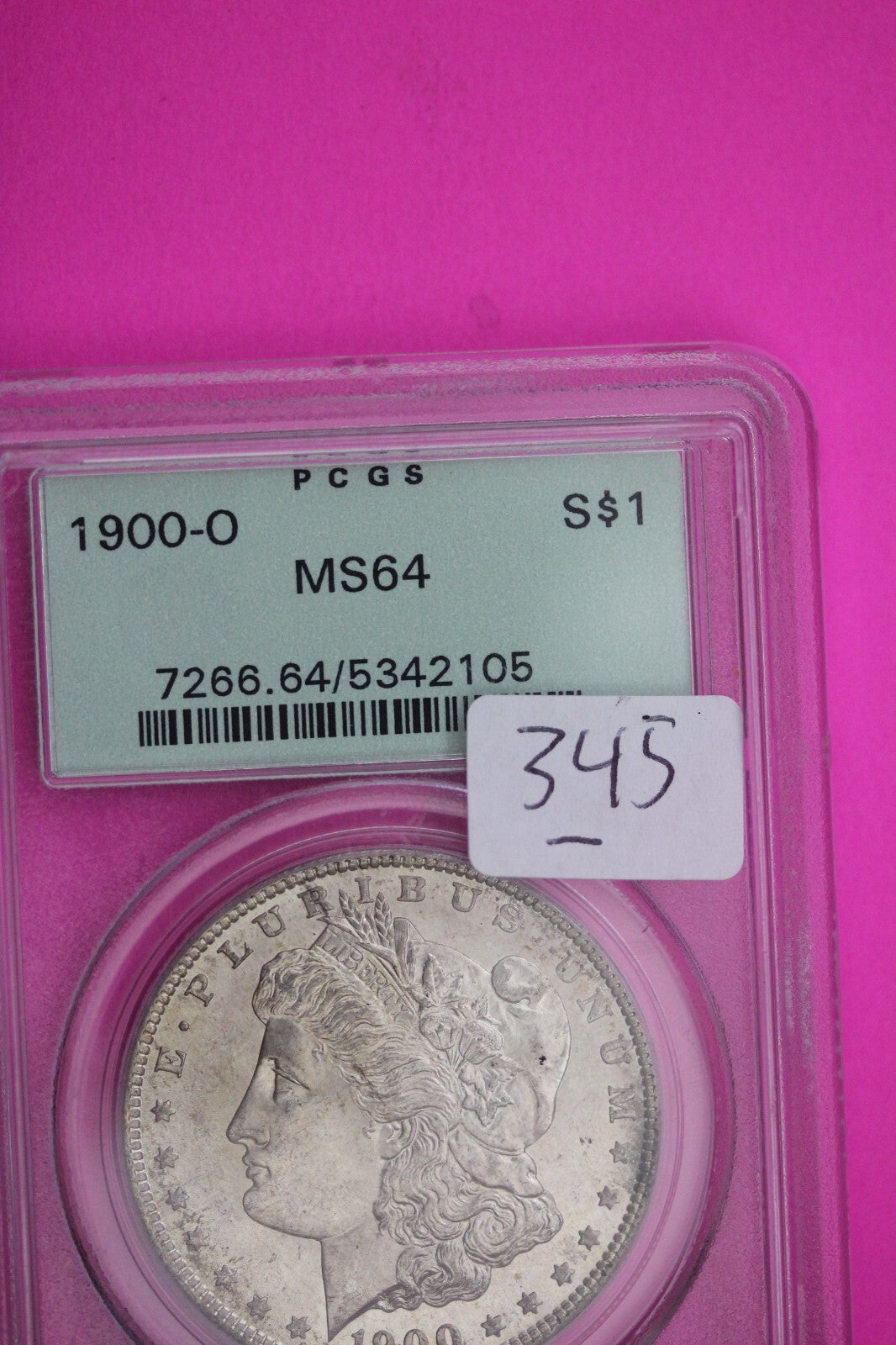 1900 O MS 64 Liberty Morgan Silver Dollar PCGS Green Label Certified Slab 345