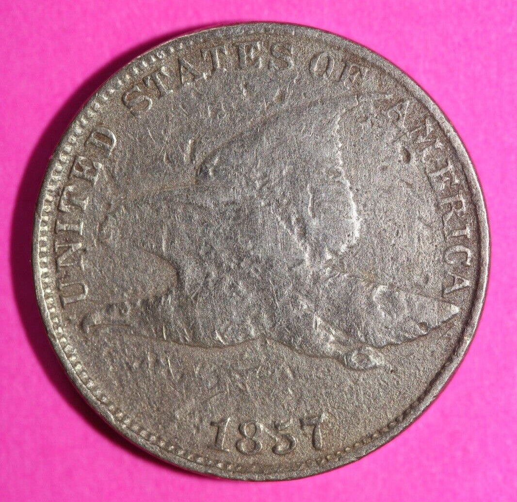 1857 Flying Eagle Cent Penny Exact Scarce Early Type Coin as Pictured 53