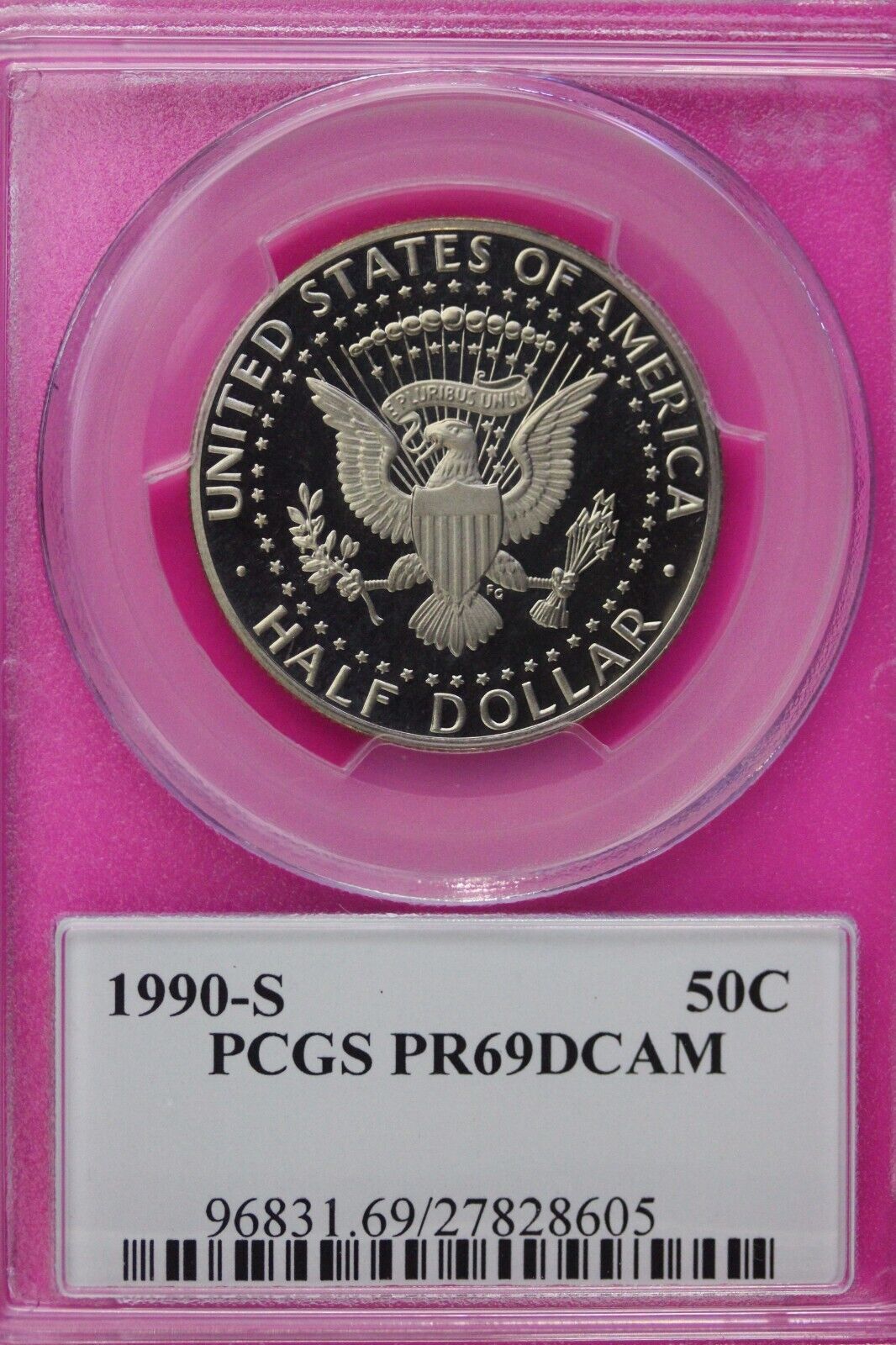 1990 S PR 69 Deep Cameo John Kennedy Clad Half Dollar JFK Label PCGS Slab 1127
