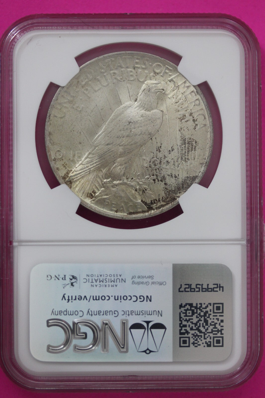 1922 P MS 63 Liberty Peace Silver Dollar NGC Certified Graded Authentic Coin 716