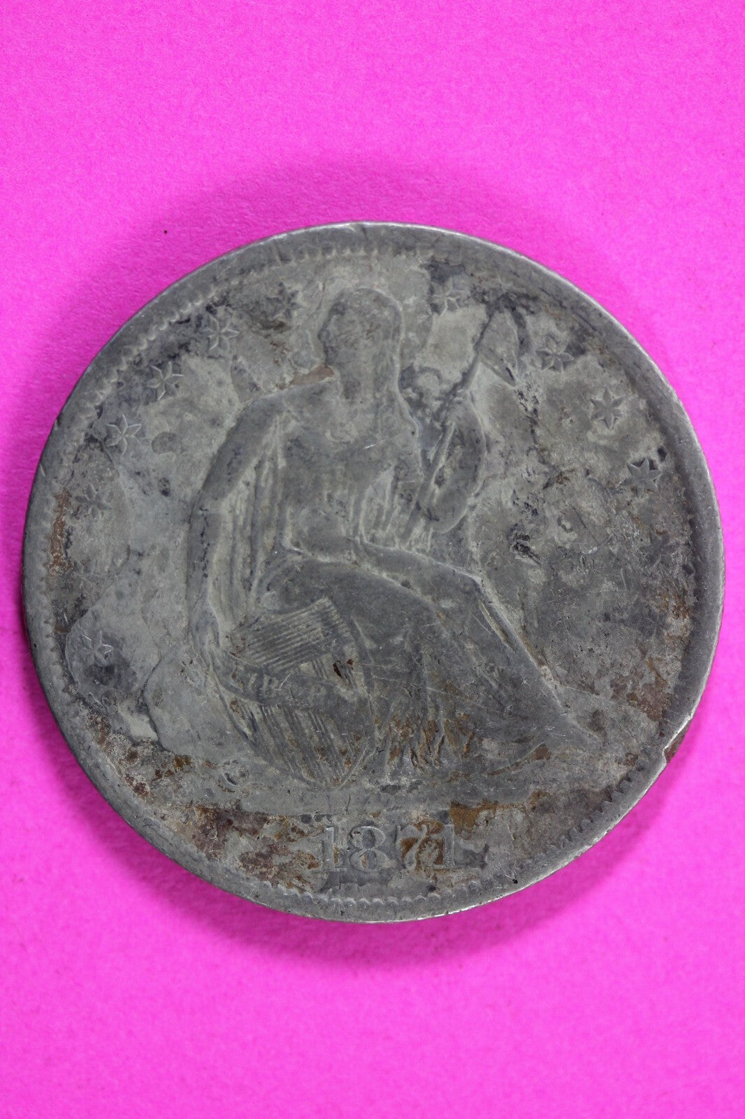 1871 P Seated Liberty Half Dollar Silver Semi Key Date Exact Coin In Pics 26