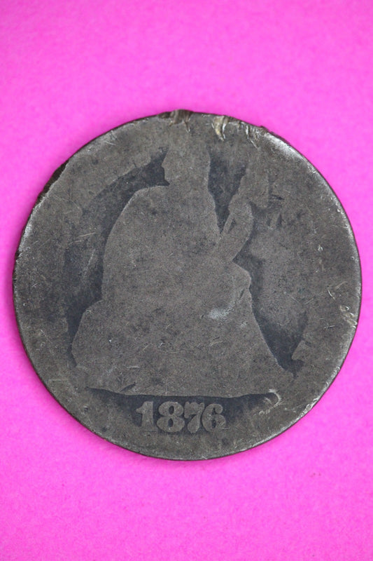 1876 CC Seated Dime Silver Exact Coin Shown Low Grade Filler Damaged Bent 2754