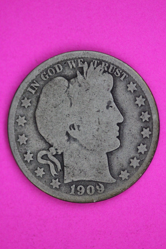 1909 Inverted S Barber Liberty Half Dollar Silver Coin Guaranteed Authentic 1491