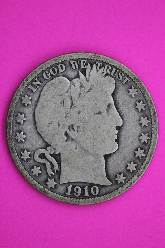 1910 P Barber Liberty Silver Half Dollar Guaranteed Authentic Genuine Coin 2286
