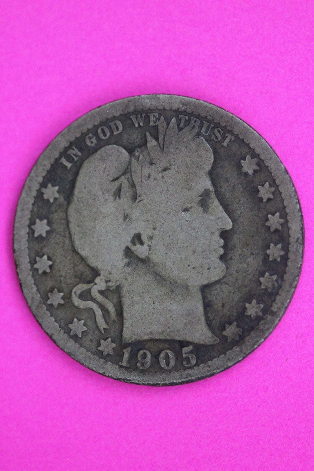 1905 O Barber Liberty Silver Quarter Guaranteed Authentic & Genuine Coin 1458