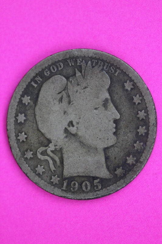 1905 O Barber Liberty Silver Quarter Guaranteed Authentic & Genuine Coin 1458
