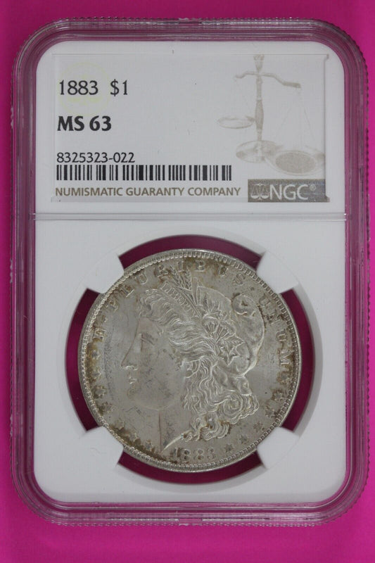 Toned 1883 P MS 63 Liberty Morgan Silver Dollar NGC Certified Graded 244