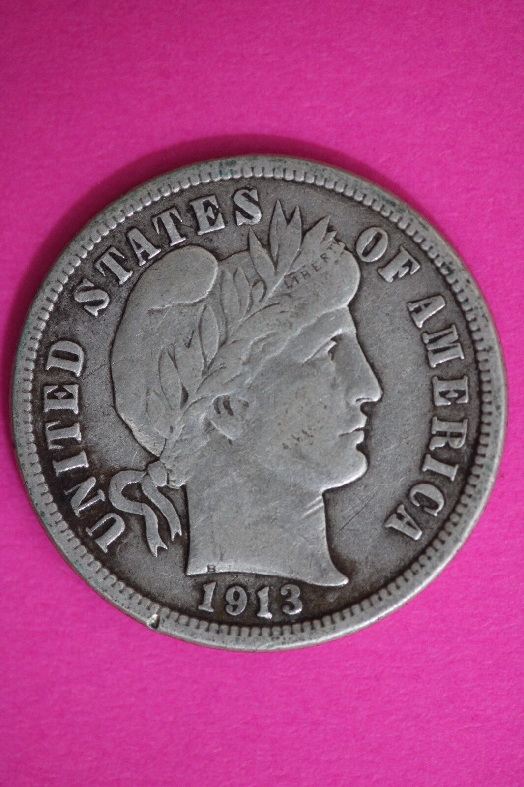 High Grade 1913 P Barber Liberty Dime Scarce Semi Key Date Silver Coin 46