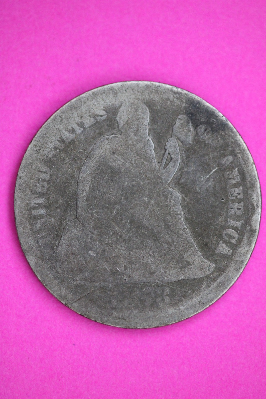 1873 P Seated Dime Silver Exact Coin Shown Low Grade Filler Damaged Bent 2771