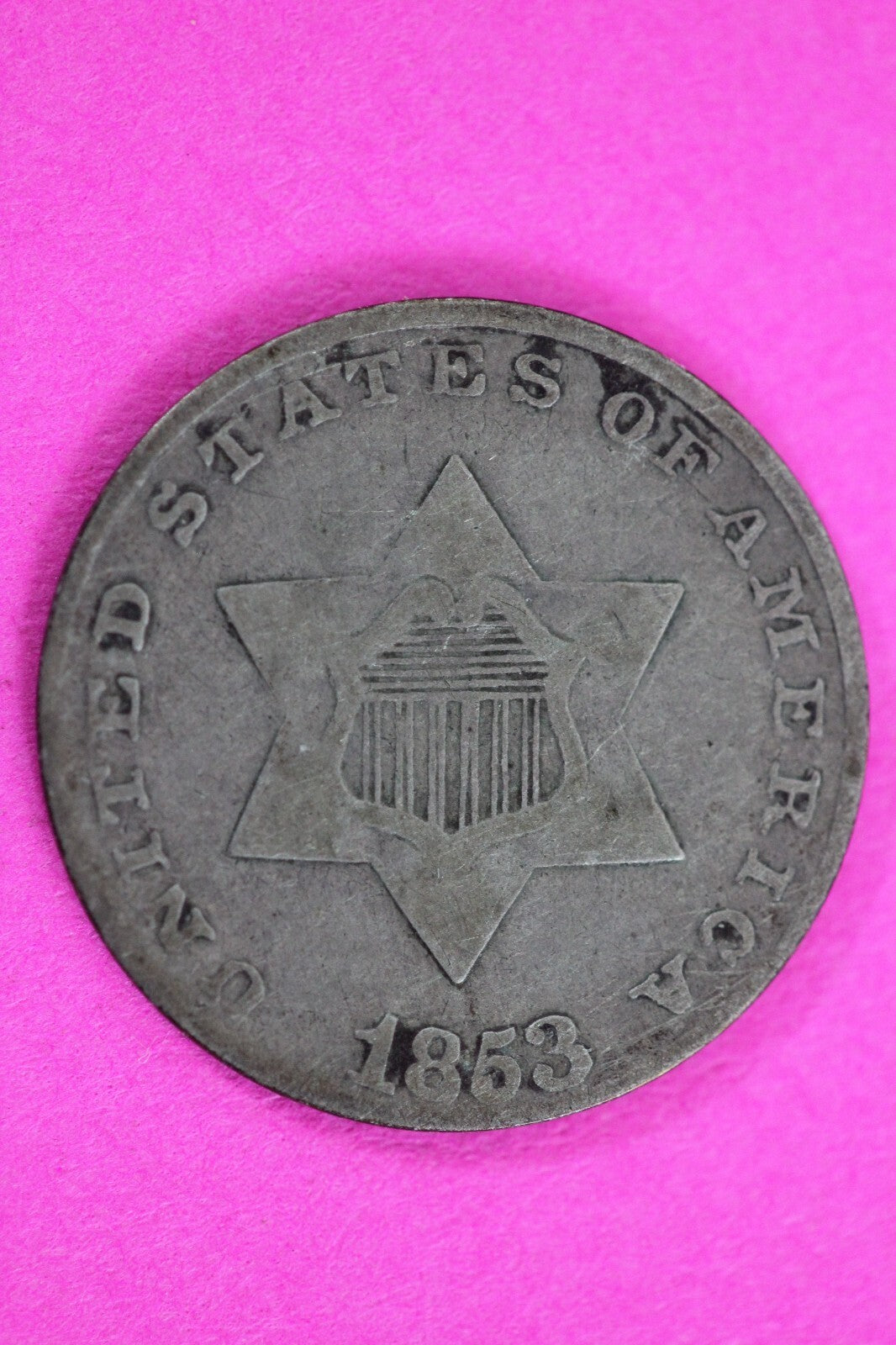 1853 Trime 3 Three Cent Silver Dime Exact Coin Shown In Pics Semi Key Date 78