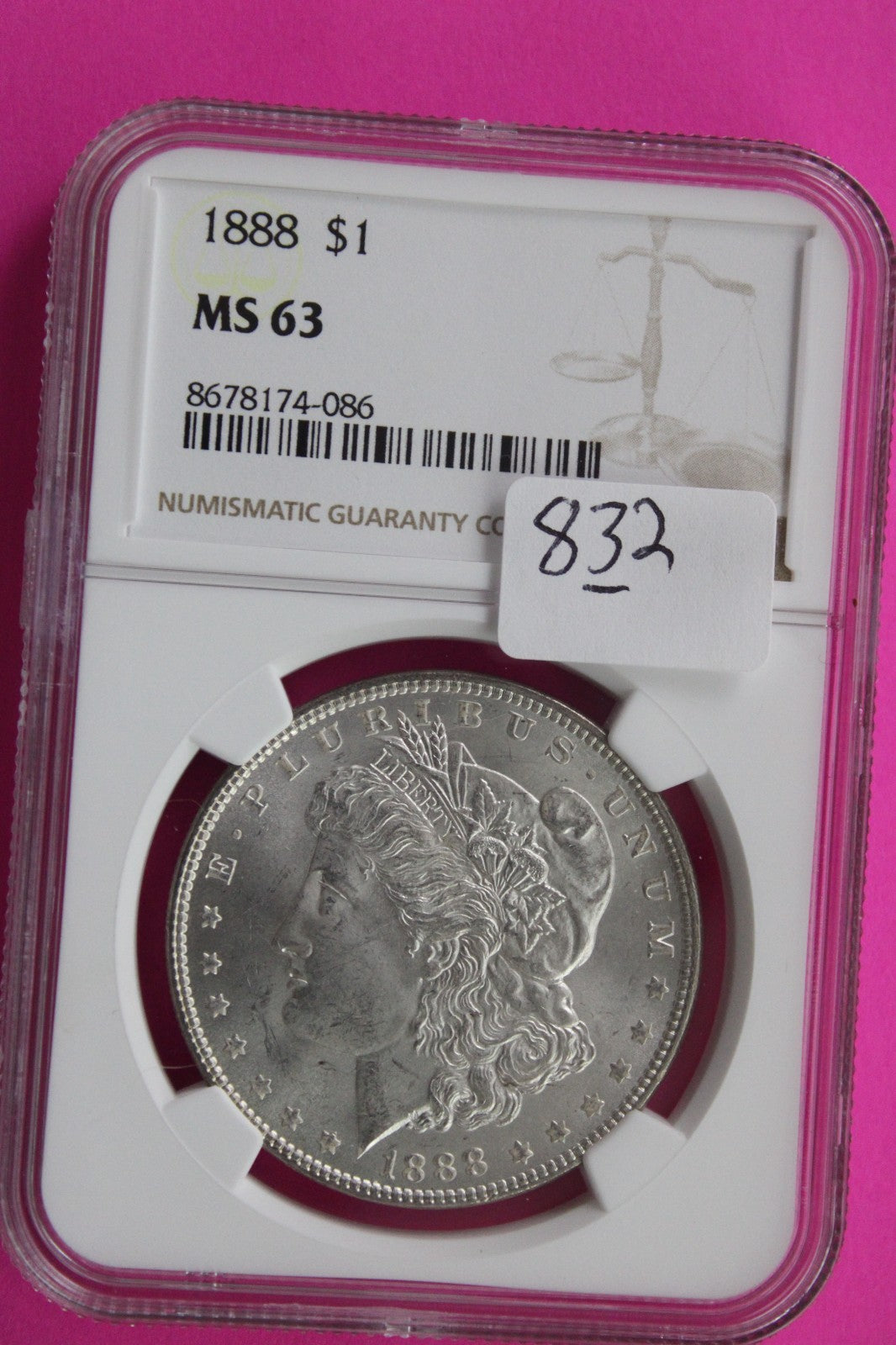 1888 P MS 63 Liberty Morgan Silver Dollar NGC Certified Graded Authentic 832