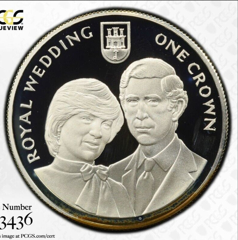 Toned 1981 PR 68 DCAM Crown Gibraltar Princess Diana Royal Wedding PCGS Slab 646
