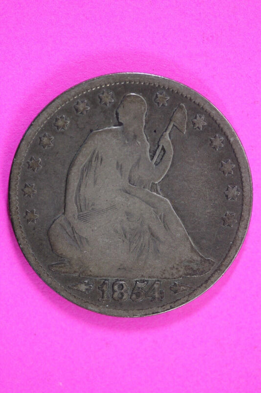 1854 P Seated Liberty Half Dollar Silver Semi Key Date Exact Coin In Pics 27