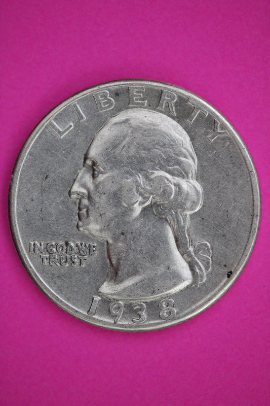 High Grade 1938 P George Washington Silver Quarter Guaranteed Genuine Coin 2608