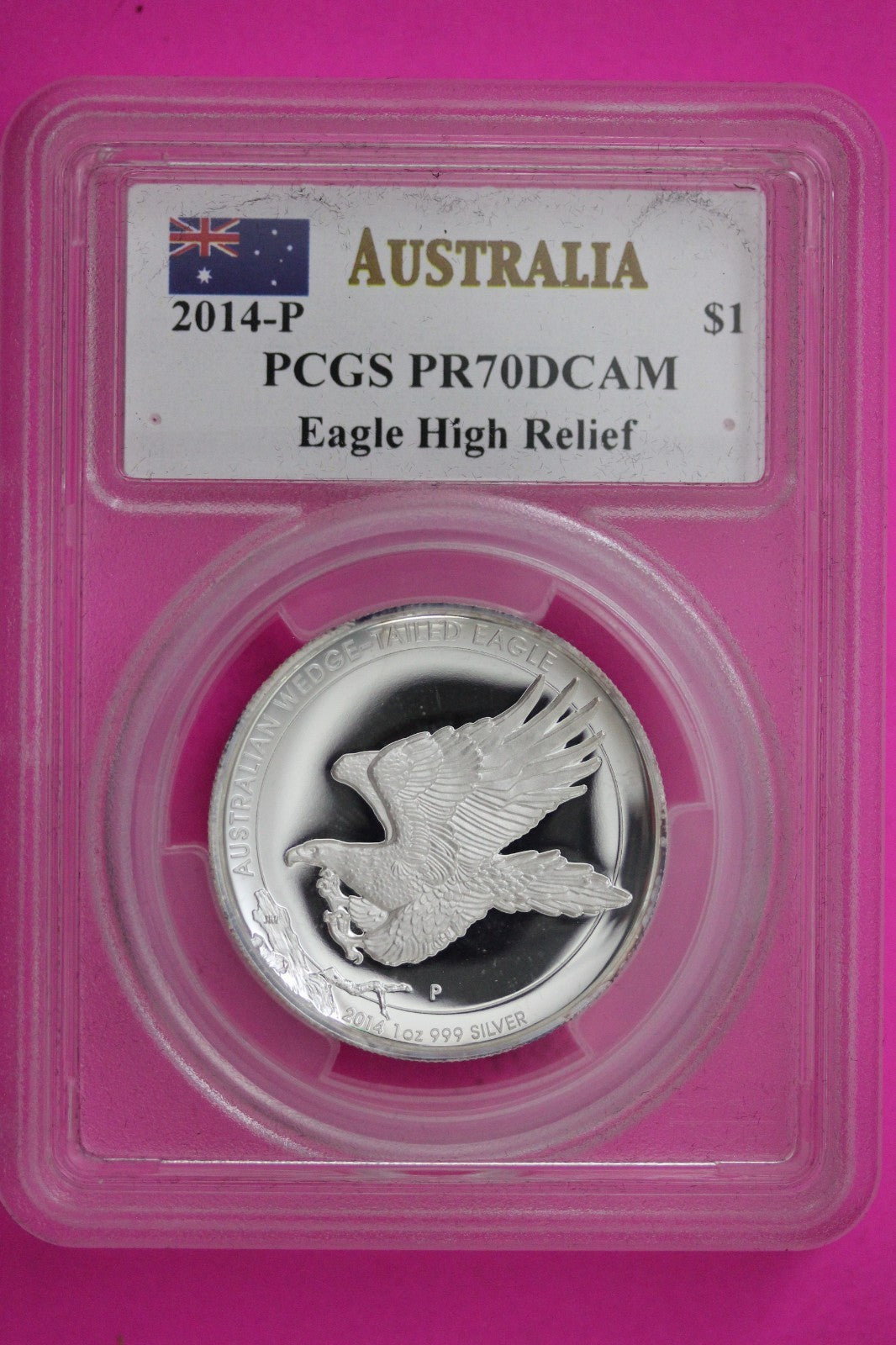 2014 PR 70 Hi Relief Australia Eagle $1 Silver PCGS Mercanti Sig With COA 6026