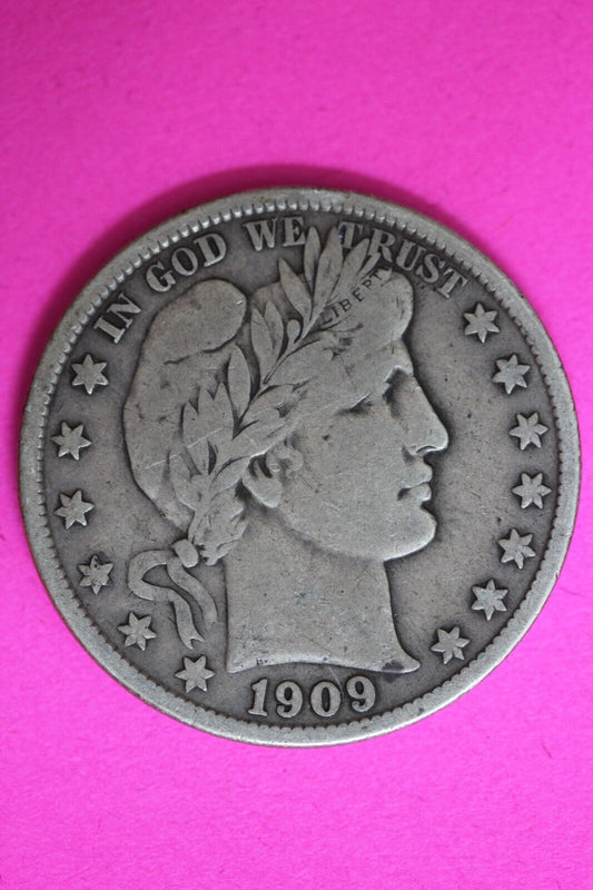 1909 S Barber Liberty Half Dollar Silver Coin Better Grade San Francisco Mint 88