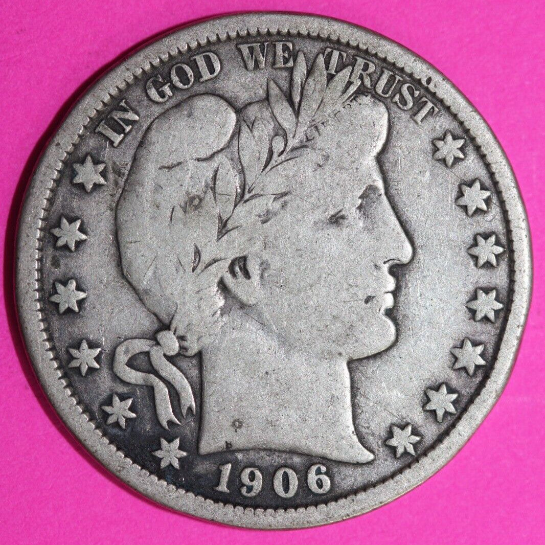 1906 O Barber Liberty Half Dollar Silver Semi Key Date Coin New Orleans Mint 52