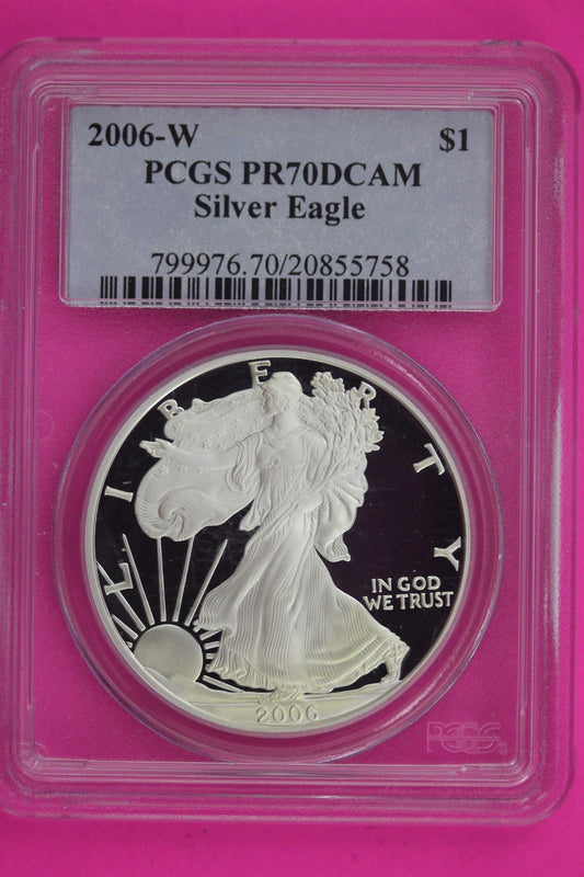2006 W PR 70 Silver American Eagle PCGS Certified Graded Authentic Slab 1336