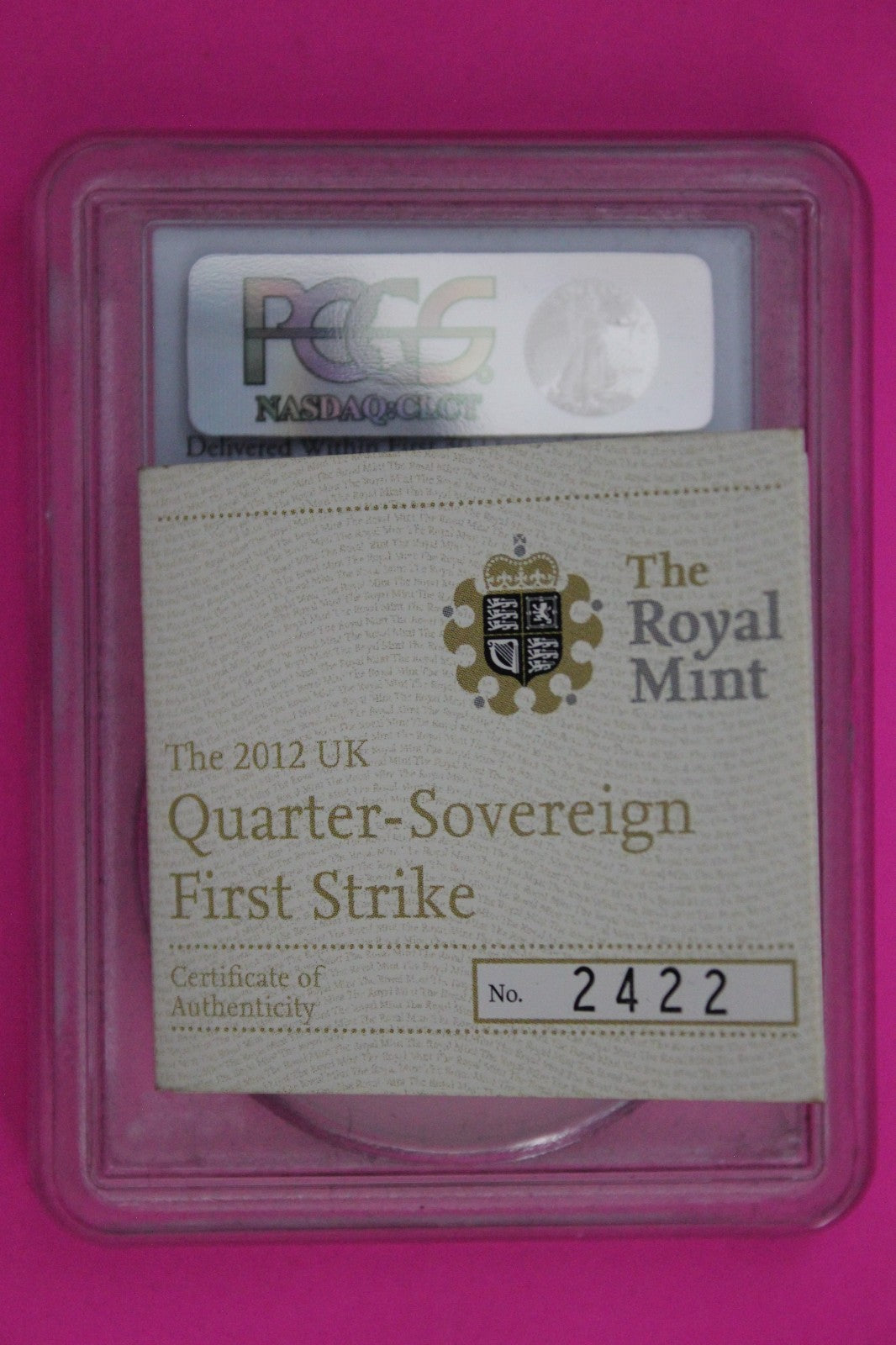 2012 Gem Proof Great Britain 1/4 Soverign .059oz AGW Gold Coin PCGS COA 6005