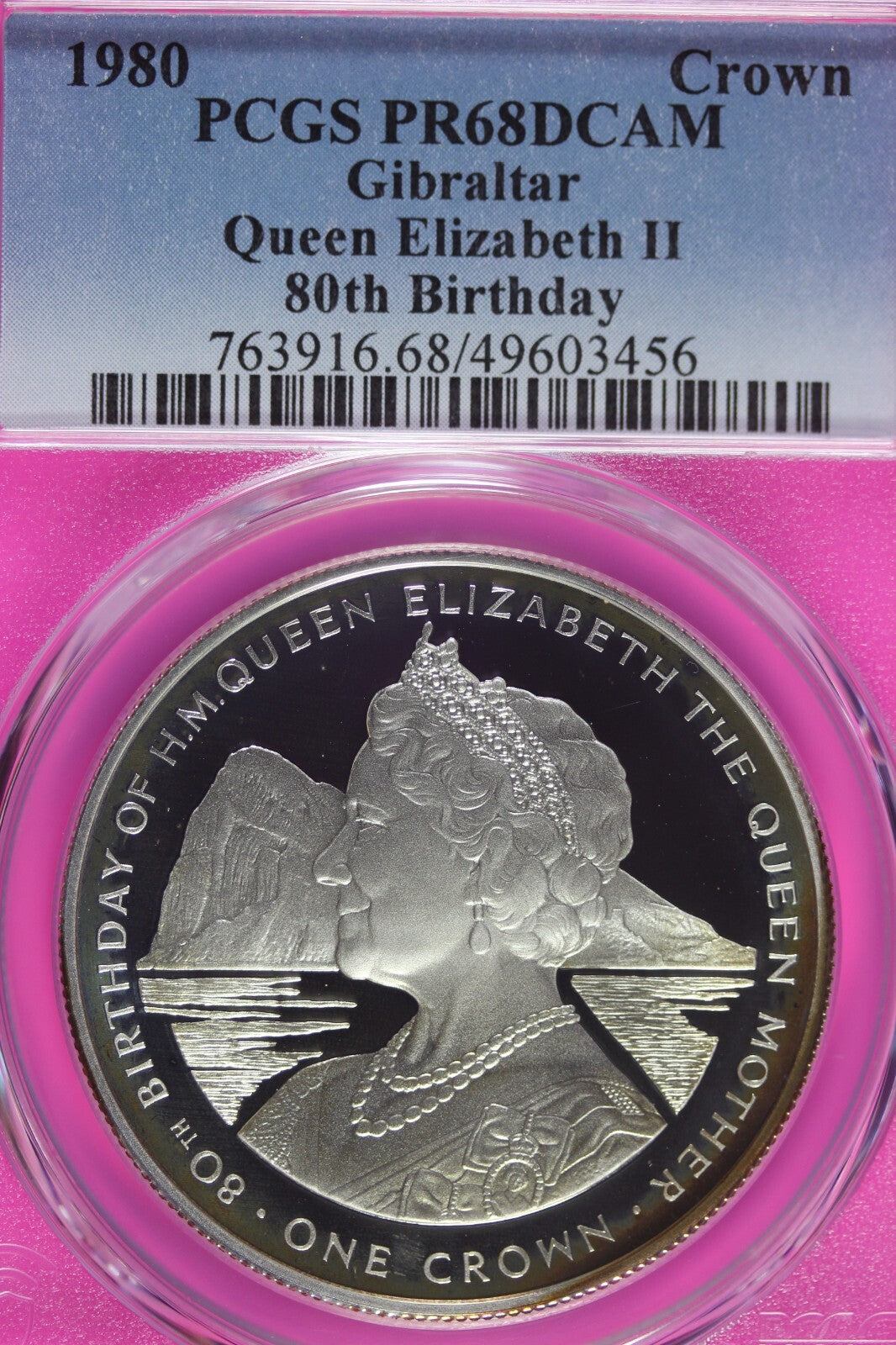 Toned 1980 PR 68 DCAM Crown Gibraltar  PCGS Queen Elizabeth 80th Birthday 506