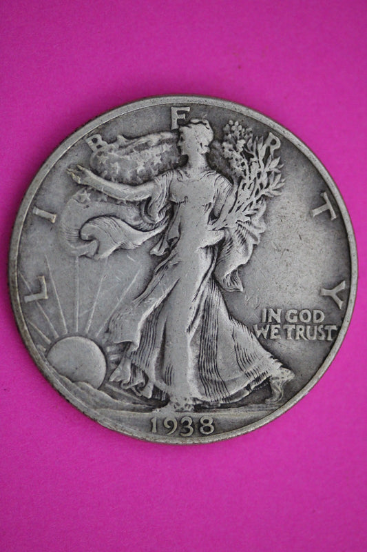 1938 D Walking Liberty Walker Half Dollar Coin Guaranteed Authentic Genuine 2424