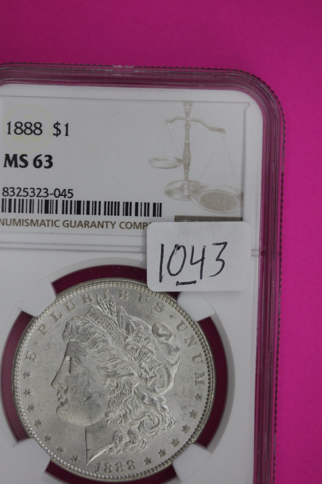 1888 P MS 63 Liberty Morgan Silver Dollar NGC Certified Graded Authentic 1043