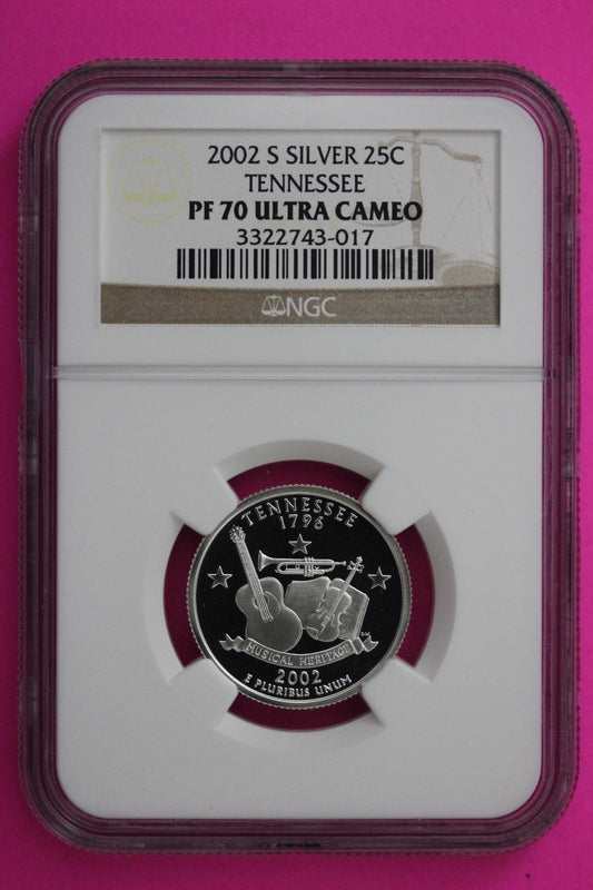 2002 S PF 70 Tennessee Silver State Quarter NGC Certified Authentic Slab 437