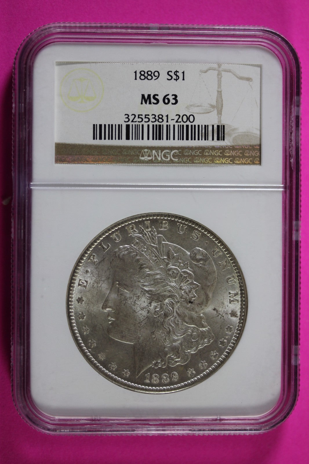 1889 P MS 63 Liberty Morgan Silver Dollar NGC Graded Authentic Certified 44