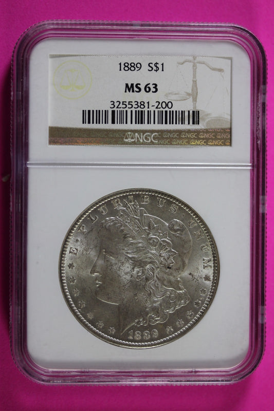 1889 P MS 63 Liberty Morgan Silver Dollar NGC Graded Authentic Certified 44